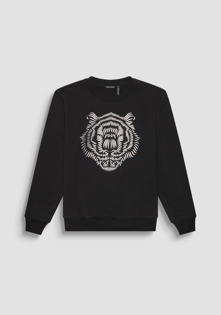 SUDADERA REGULAR FIT DE MEZCLA DE ALGODÓN CON ESTAMPADO DE TIGRE