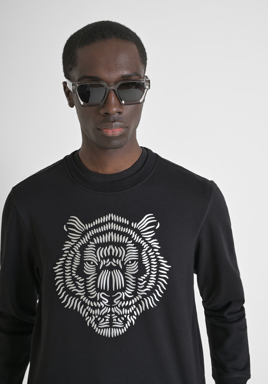 SUDADERA REGULAR FIT DE MEZCLA DE ALGODÓN CON ESTAMPADO DE TIGRE