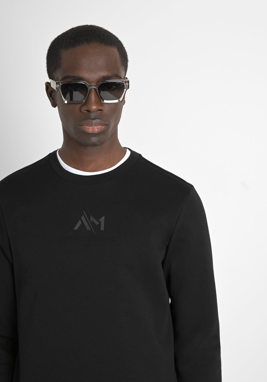 SUDADERA REGULAR FIT CON EFECTO ANTE CON INSERCIONES DE PIEL SINTÉTICA