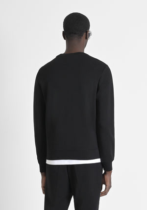 SUDADERA REGULAR FIT CON EFECTO ANTE CON INSERCIONES DE PIEL SINTÉTICA