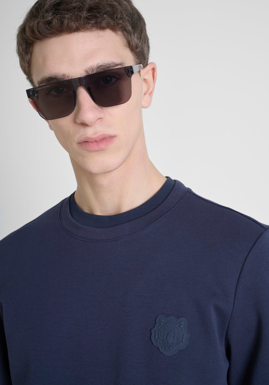 SUDADERA SLIM FIT DE MEZCLA DE ALGODÓN CON PARCHE DE TIGRE