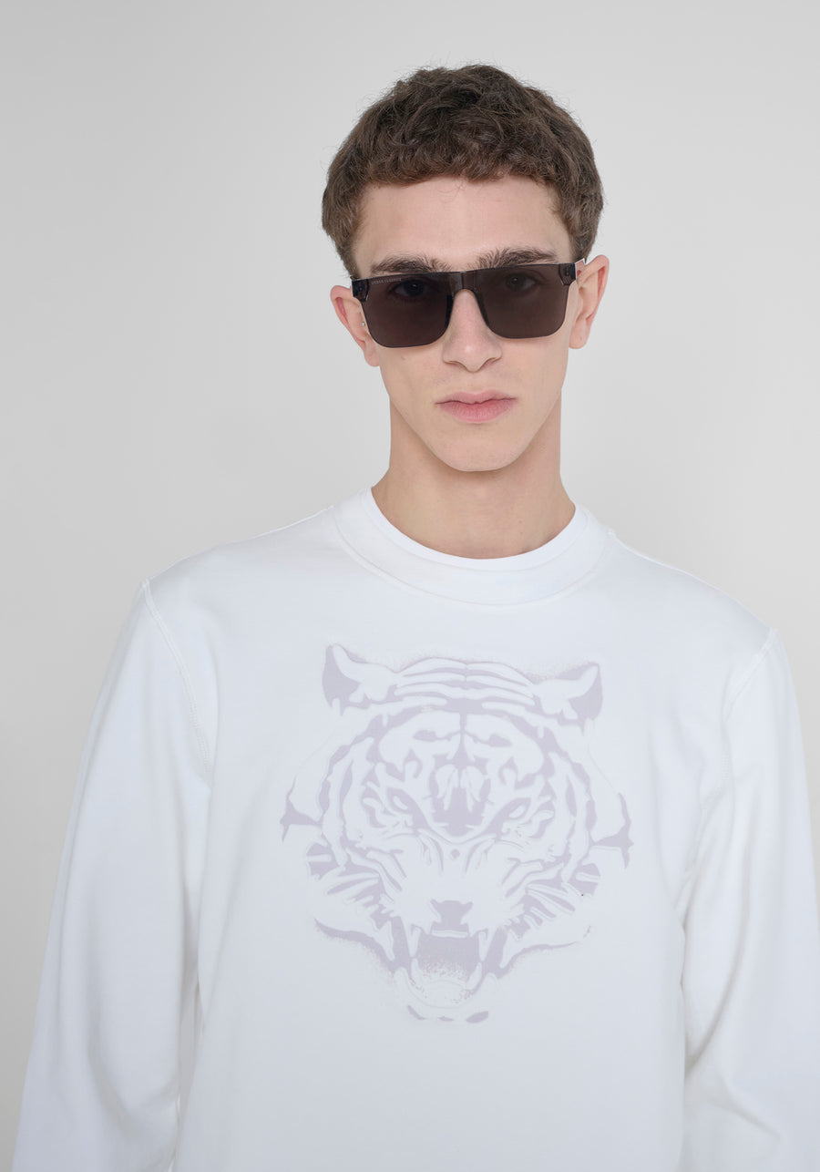 SUDADERA REGULAR FIT DE MEZCLA DE ALGODÓN CON ESTAMPADO DE TIGRE