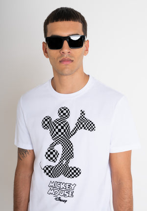 T-SHIRT REGULAR FIT DE JERSEY DE ALGODÓN BLANCO CON ESTAMPADO «MICKEY MOUSE»