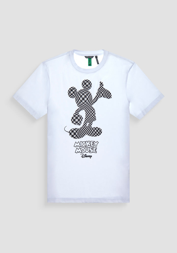 T-SHIRT REGULAR FIT DE JERSEY DE ALGODÓN BLANCO CON ESTAMPADO «MICKEY MOUSE»