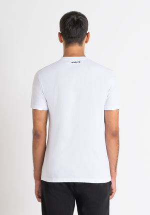 T-SHIRT REGULAR FIT DE JERSEY DE ALGODÓN BLANCO CON ESTAMPADO DE PANTERA