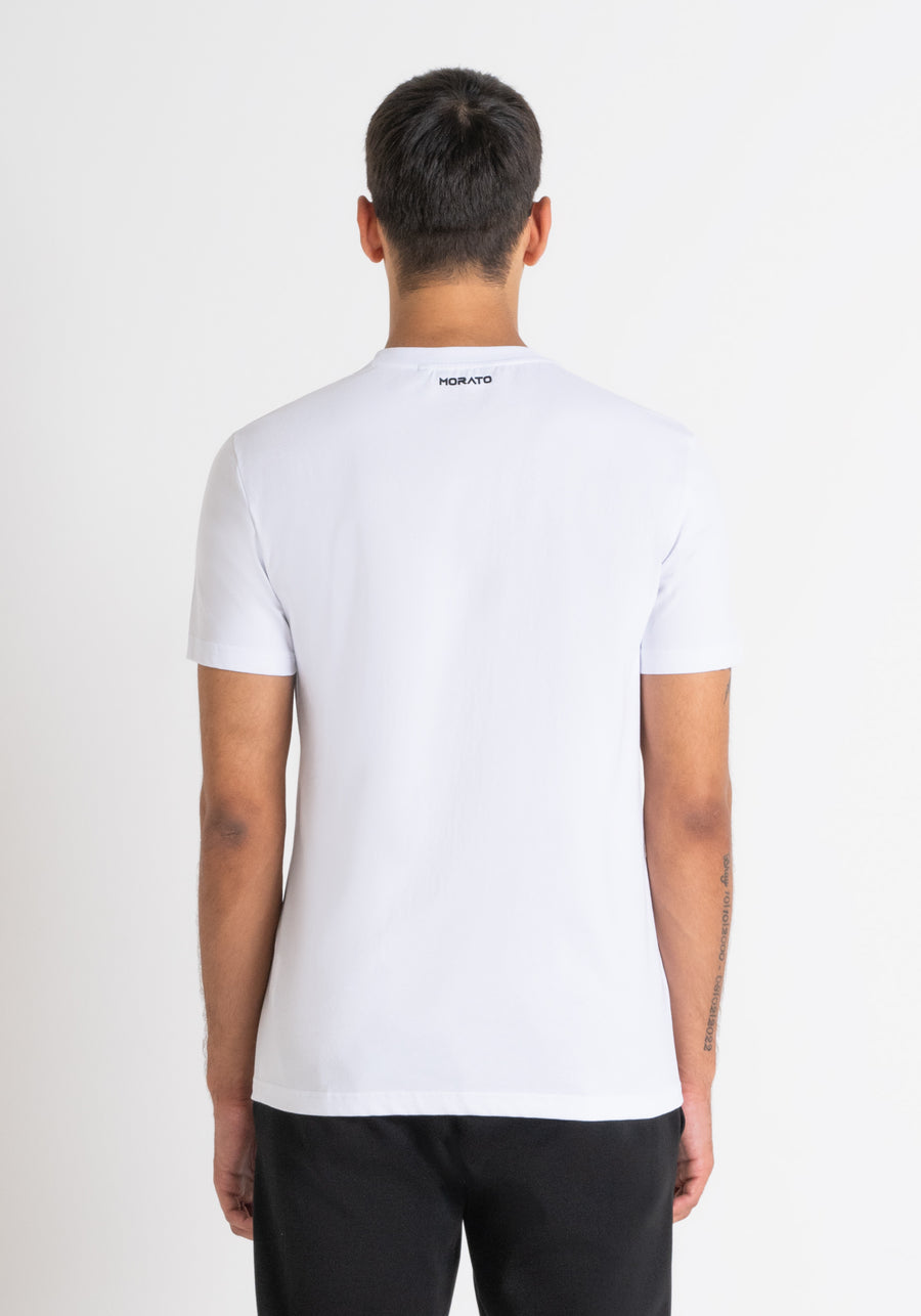 T-SHIRT REGULAR FIT DE JERSEY DE ALGODÓN BLANCO CON ESTAMPADO DE PANTERA