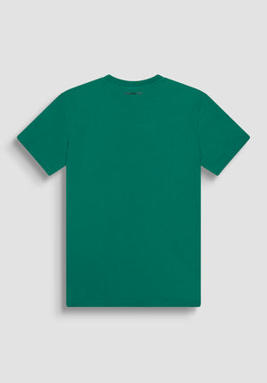 T-SHIRT REGULAR FIT DE JERSEY DE ALGODÓN VERDE CON ESTAMPADO DE PANTERA
