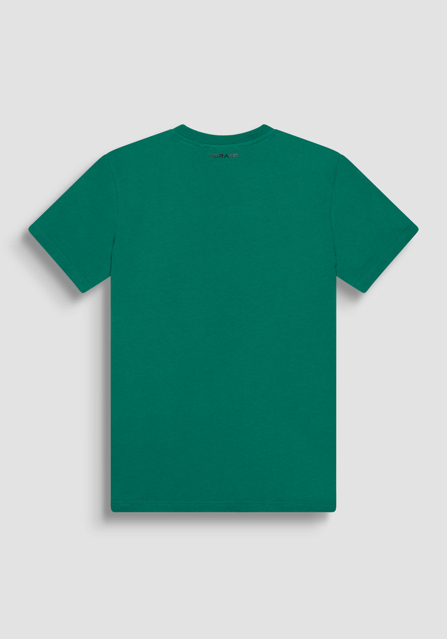 T-SHIRT REGULAR FIT DE JERSEY DE ALGODÓN VERDE CON ESTAMPADO DE PANTERA