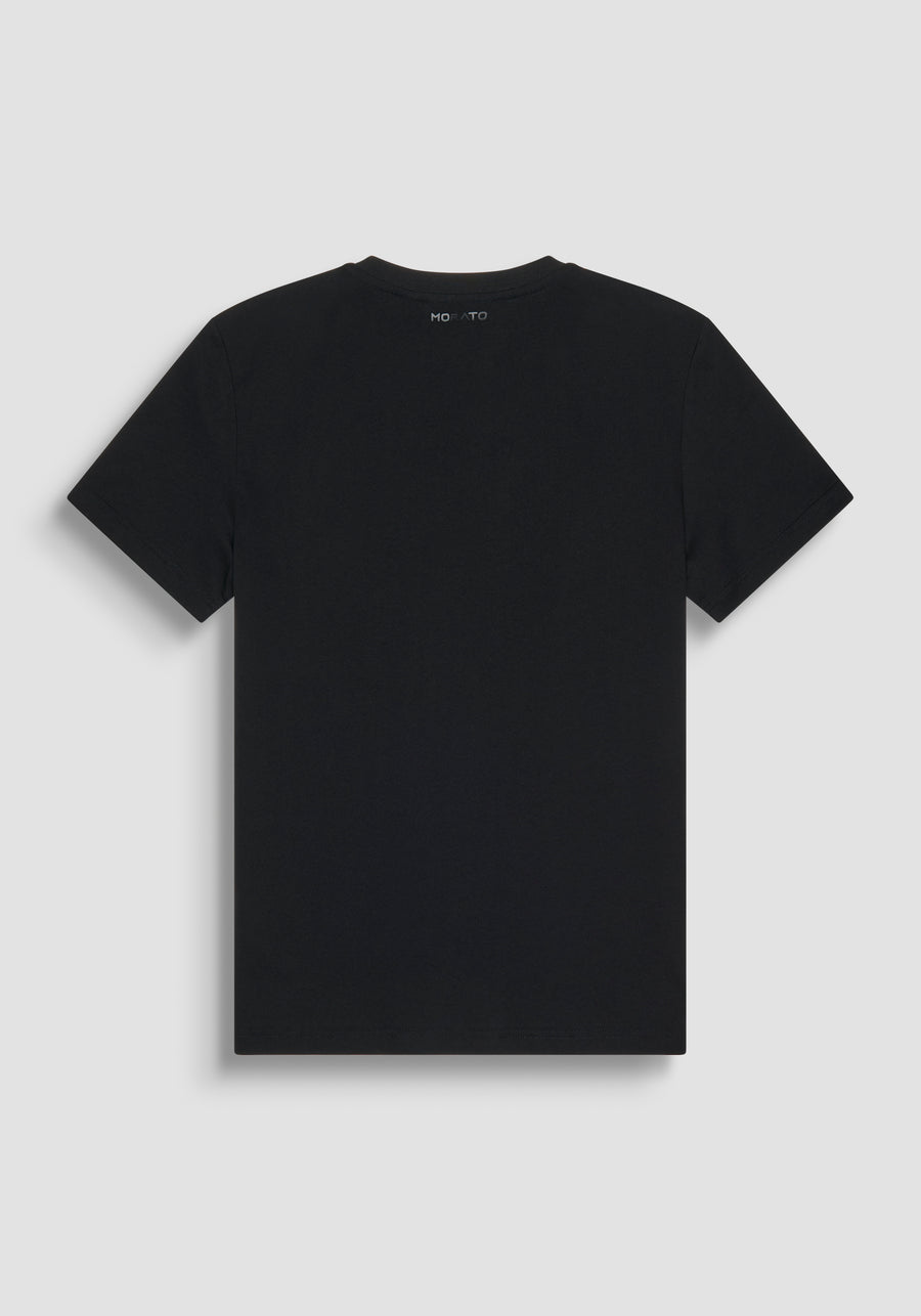 T-SHIRT REGULAR FIT DE JERSEY DE ALGODÓN NEGRO CON ESTAMPADO DE PANTERA