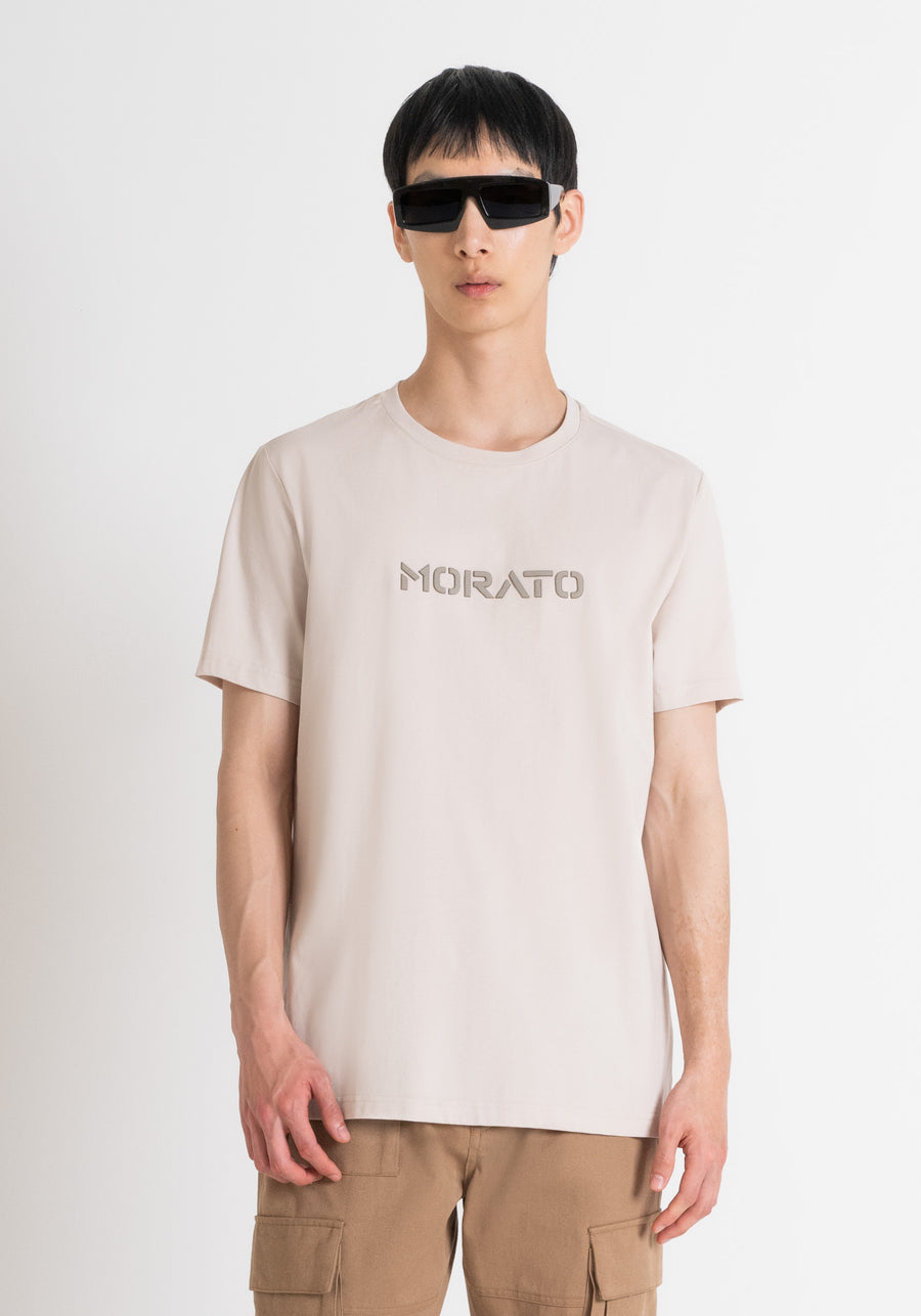 T-SHIRT REGULAR FIT DE JERSEY DE ALGODÓN BLANCO CON LOGOTIPO