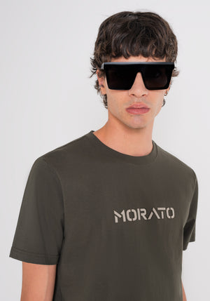 T-SHIRT REGULAR FIT DE JERSEY DE ALGODÓN CAFÉ CON LOGOTIPO