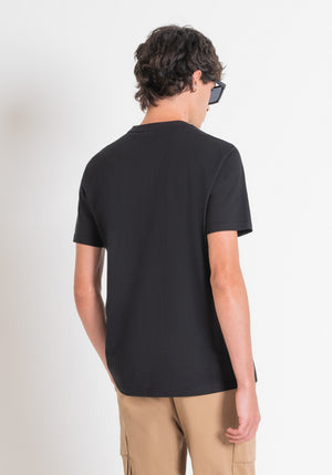 T-SHIRT REGULAR FIT DE JERSEY DE ALGODÓN NEGRO CON LOGOTIPO