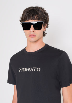 T-SHIRT REGULAR FIT DE JERSEY DE ALGODÓN NEGRO CON LOGOTIPO