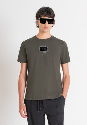 T-SHIRT REGULAR FIT VERDE DE JERSEY DE ALGODÓN VERDE CON ESTAMPADO UBANO