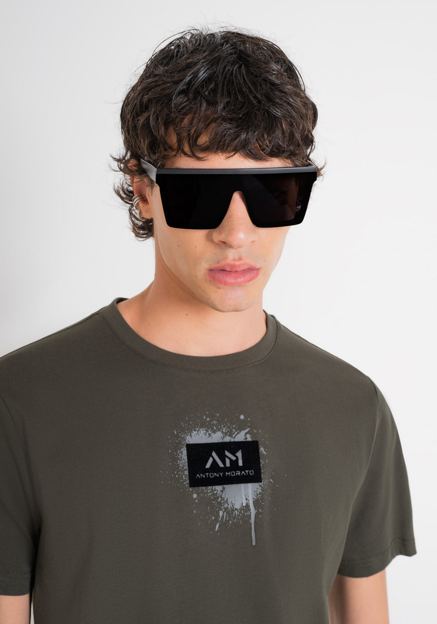 T-SHIRT REGULAR FIT VERDE DE JERSEY DE ALGODÓN VERDE CON ESTAMPADO UBANO