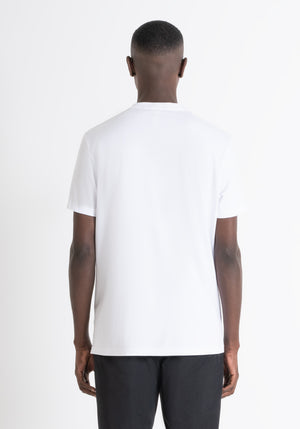 T-SHIRT REGULAR FIT DE TEJIDO BLANCO DE ALGODÓN CON LOGO METÁLICO