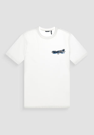 T-SHIRT REGULAR FIT BLANCA DE JERSEY ALGODÓN CON LOGOTIPO DE "MONSIEUR"