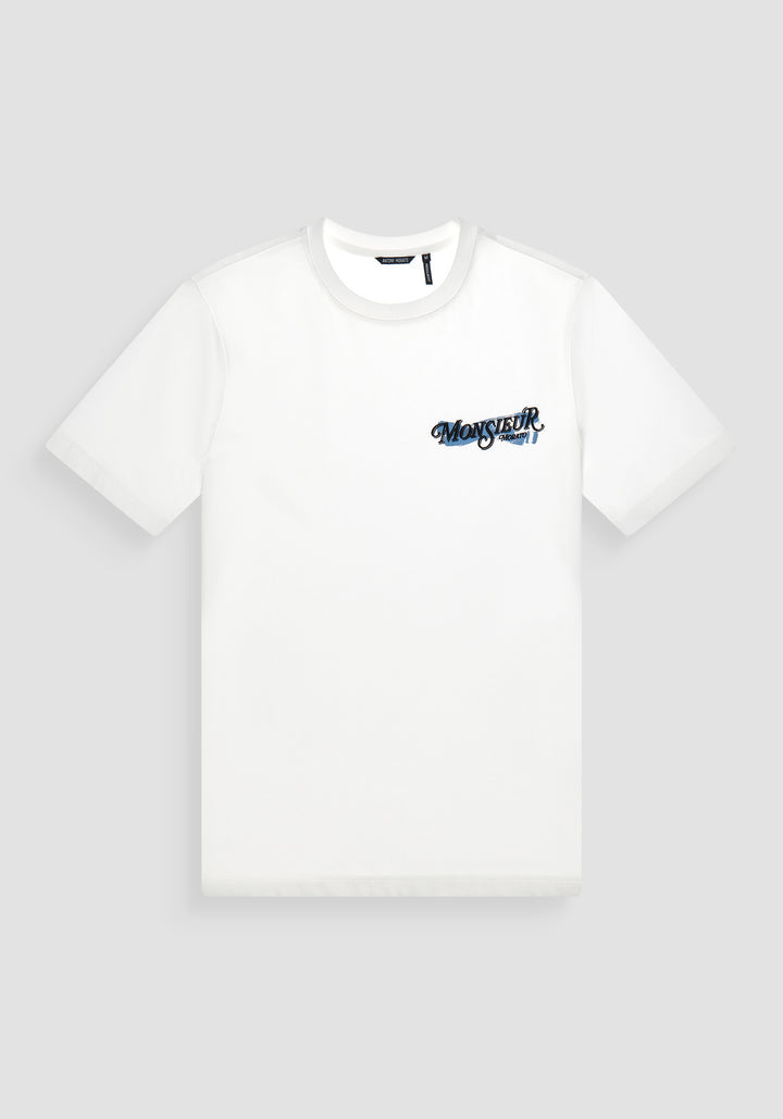 T-SHIRT REGULAR FIT BLANCA DE JERSEY ALGODÓN CON LOGOTIPO DE "MONSIEUR"