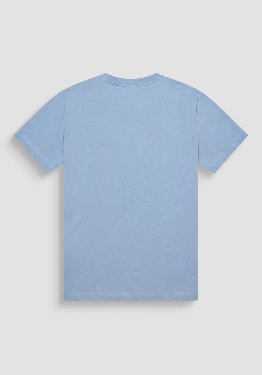 T-SHIRT REGULAR FIT AQUA DE JERSEY ALGODÓN CON LOGOTIPO DE "MONSIEUR"