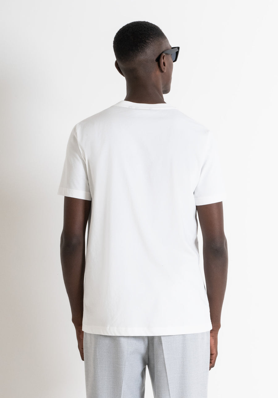 T-SHIRT REGULAR FIT BLANCA DE JERSEY ALGODÓN CON LOGOTIPO DE "MONSIEUR"