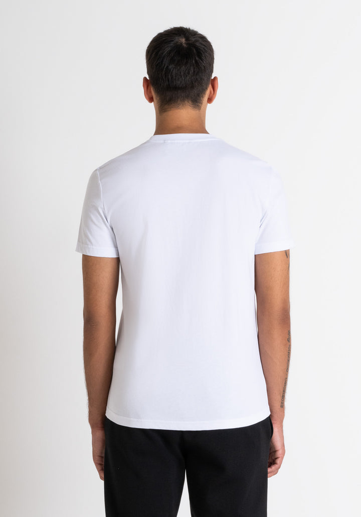 T-SHIRT SLIM FIT DE JERSEY DE ALGODÓN BLANCO CON ESTAMPADO DIFUMINADO