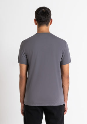 T-SHIRT SLIM FIT DE JERSEY DE ALGODÓN GRIS CON ESTAMPADO DIFUMINADO