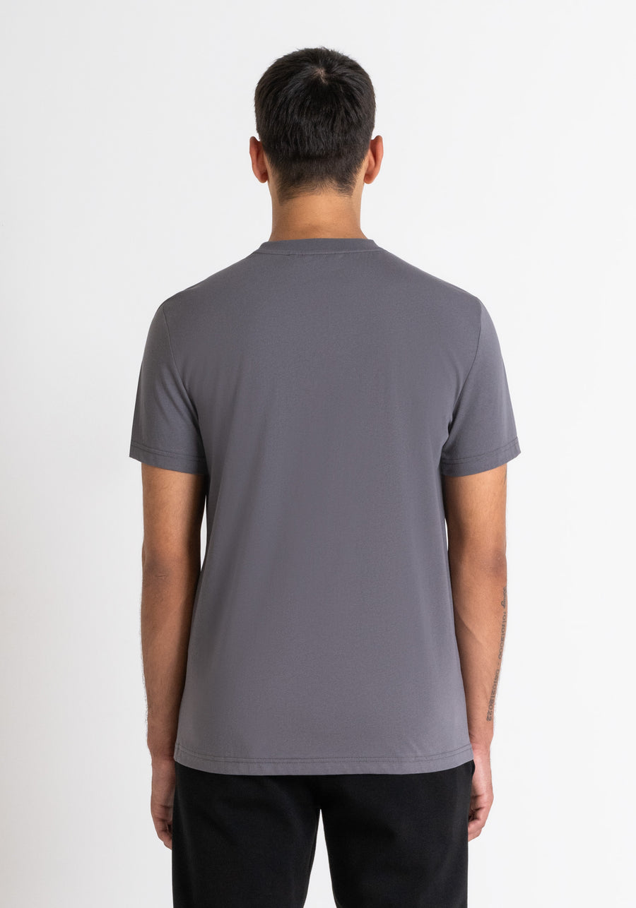 T-SHIRT SLIM FIT DE JERSEY DE ALGODÓN GRIS CON ESTAMPADO DIFUMINADO