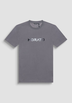 T-SHIRT SLIM FIT DE JERSEY DE ALGODÓN GRIS CON ESTAMPADO DIFUMINADO