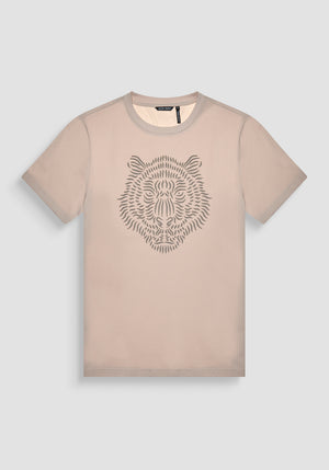 T-SHIRT REGULAR FIT BLANCA DE TEJIDO DE JERSEY DE ALGODÓN CON ESTAMPADO DE TIGRE DE GOMA