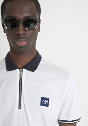 POLO REGULAR FIT DE ALGODÓN 100 % CON CREMALLERA Y PARCHE CON LOGOTIPO EN EL PECHO