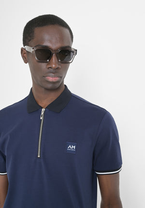 POLO REGULAR FIT DE ALGODÓN 100 % CON CREMALLERA Y PARCHE CON LOGOTIPO EN EL PECHO
