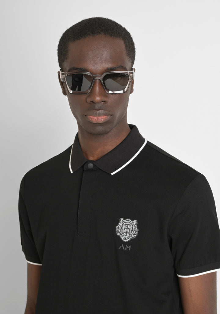 POLO REGULAR FIT DE PIQUÉ DE ALGODÓN CON PARCHE DE TIGRE NEGRA