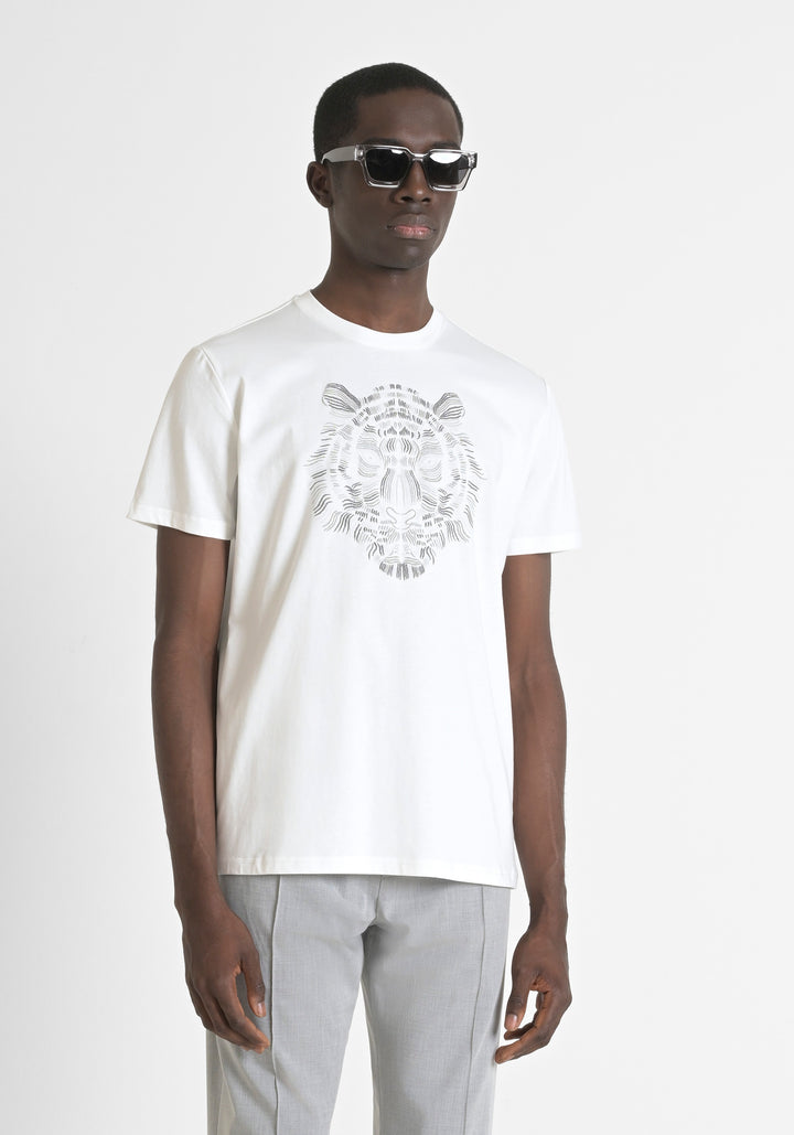T-SHIRT REGULAR FIT DE PUNTO DE ALGODÓN PURO CON ESTAMPADO