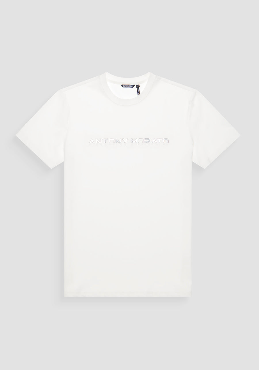 T-SHIRT REGULAR FIT DE ALGODÓN PURO CON ESTAMPADO DE LOGOTIPO EN RELIEVE EN DOS TONOS