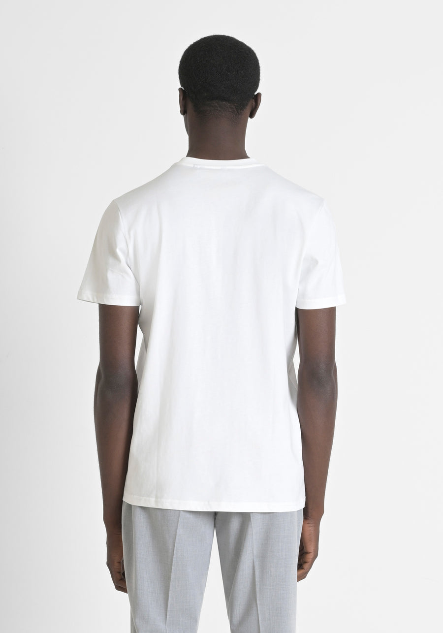 T-SHIRT REGULAR FIT DE ALGODÓN PURO CON ESTAMPADO DE LOGOTIPO EN RELIEVE EN DOS TONOS