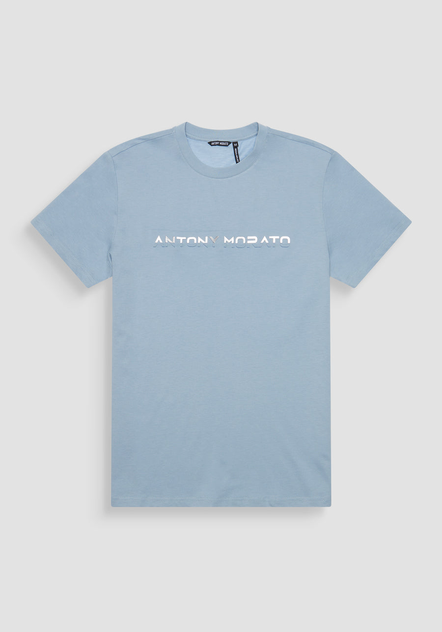 T-SHIRT REGULAR FIT DE ALGODÓN PURO CON ESTAMPADO DE LOGOTIPO EN RELIEVE EN DOS TONOS