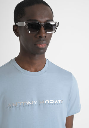T-SHIRT REGULAR FIT DE ALGODÓN PURO CON ESTAMPADO DE LOGOTIPO EN RELIEVE EN DOS TONOS