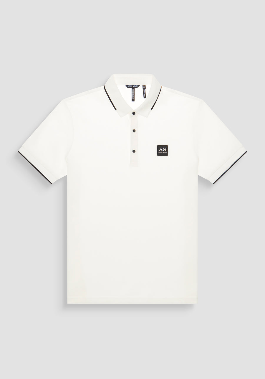 POLO REGULAR FIT DE PURO ALGODÓN CON PATRÓN GEOMÉTRICO INTEGRAL Y LOGOTIPO EN RELIEVE