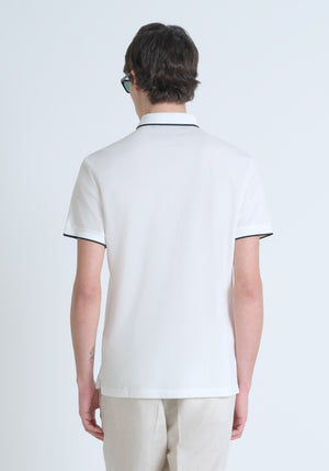 POLO REGULAR FIT DE PURO ALGODÓN CON PATRÓN GEOMÉTRICO INTEGRAL Y LOGOTIPO EN RELIEVE