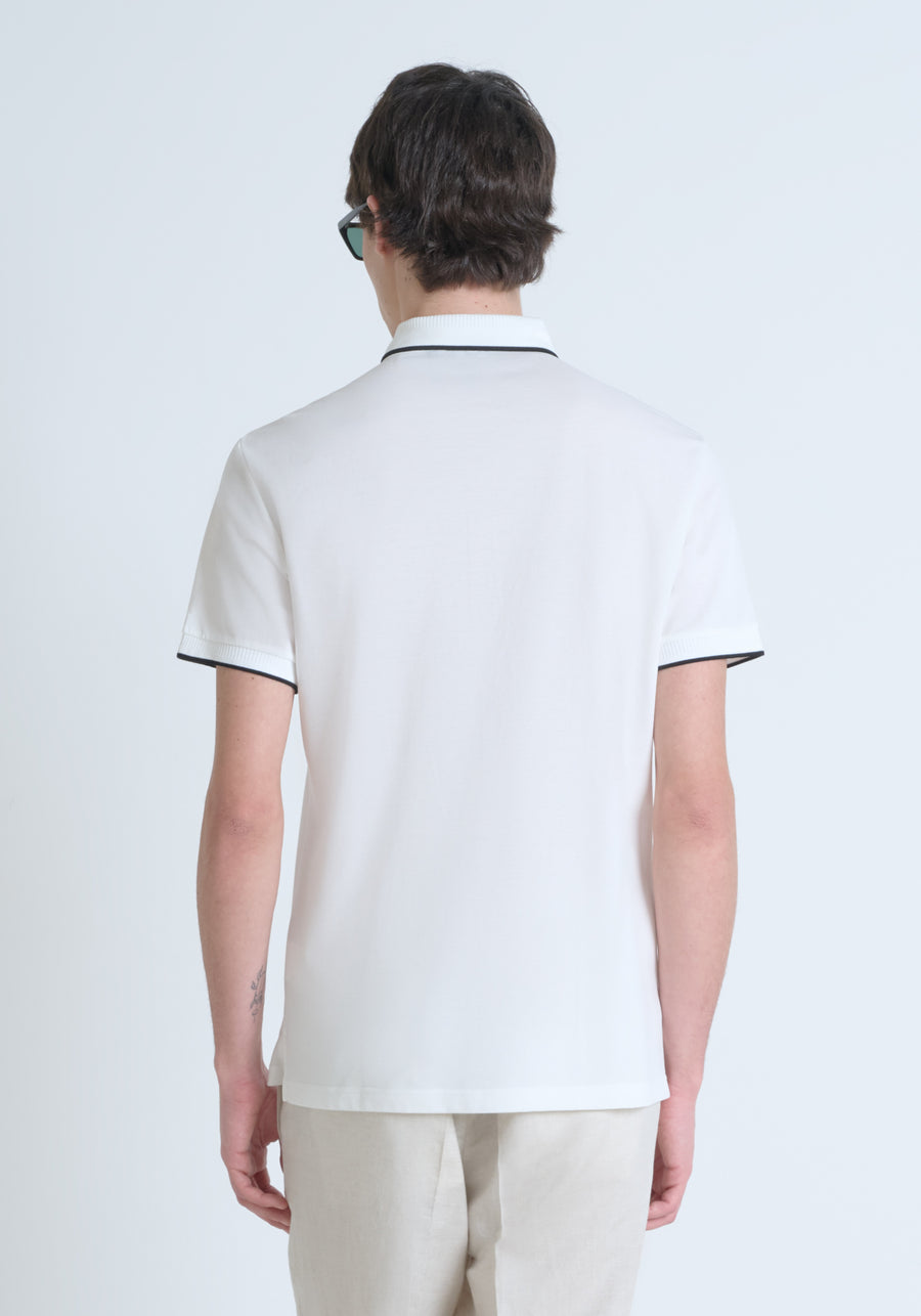 POLO REGULAR FIT DE PURO ALGODÓN CON PATRÓN GEOMÉTRICO INTEGRAL Y LOGOTIPO EN RELIEVE