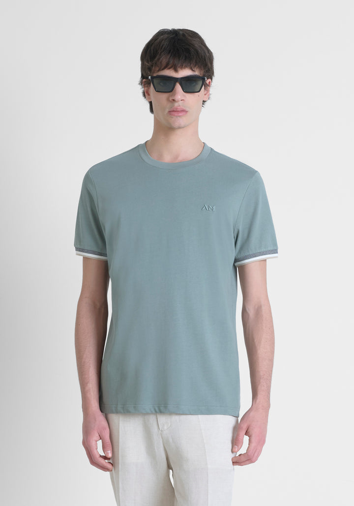 T-SHIRT REGULAR FIT DE PUNTO DE ALGODÓN PURO CON MONOGRAMA ESTAMPADO