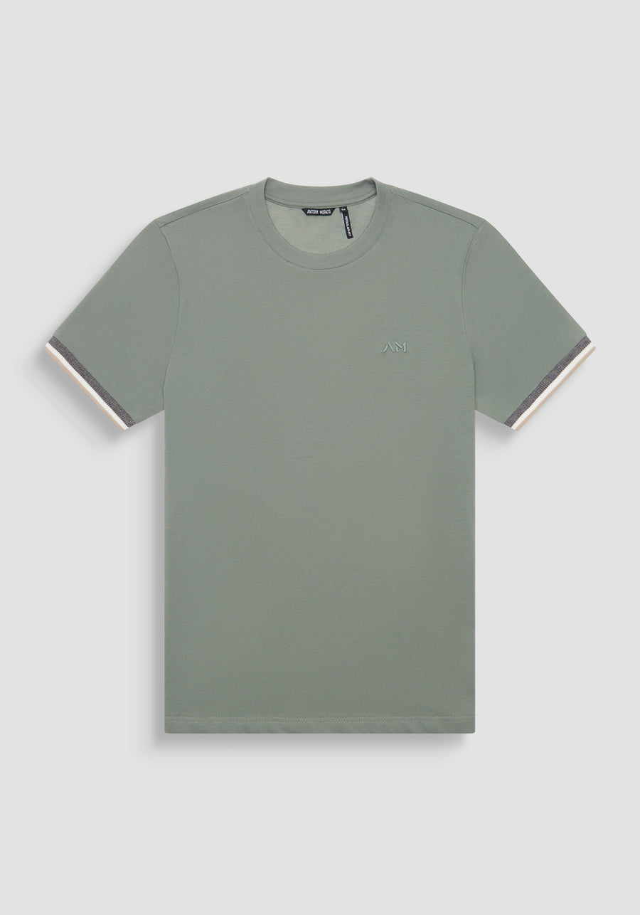 T-SHIRT REGULAR FIT DE PUNTO DE ALGODÓN PURO CON MONOGRAMA ESTAMPADO