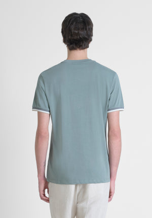 T-SHIRT REGULAR FIT DE PUNTO DE ALGODÓN PURO CON MONOGRAMA ESTAMPADO