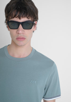 T-SHIRT REGULAR FIT DE PUNTO DE ALGODÓN PURO CON MONOGRAMA ESTAMPADO