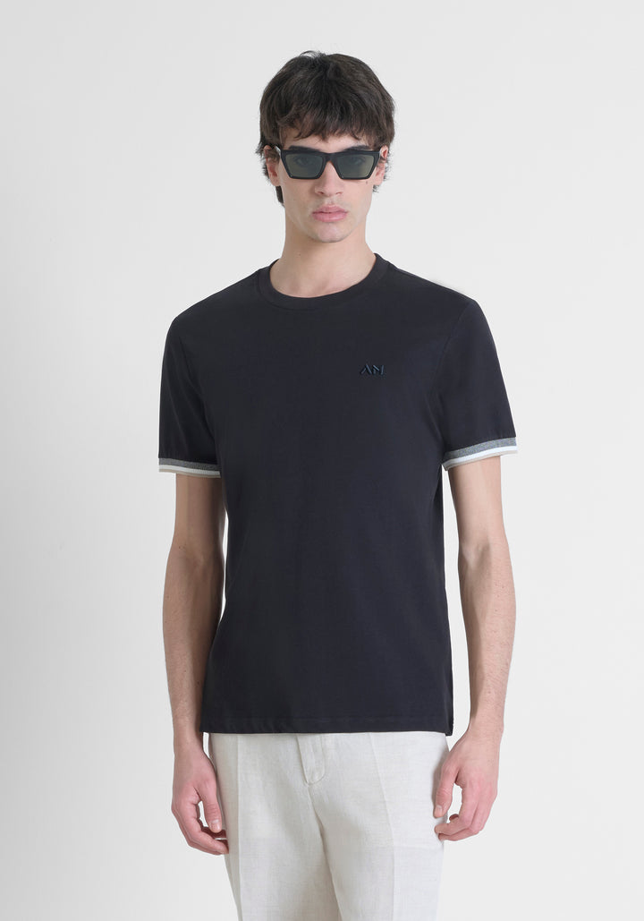 T-SHIRT REGULAR FIT DE PUNTO DE ALGODÓN PURO CON MONOGRAMA ESTAMPADO