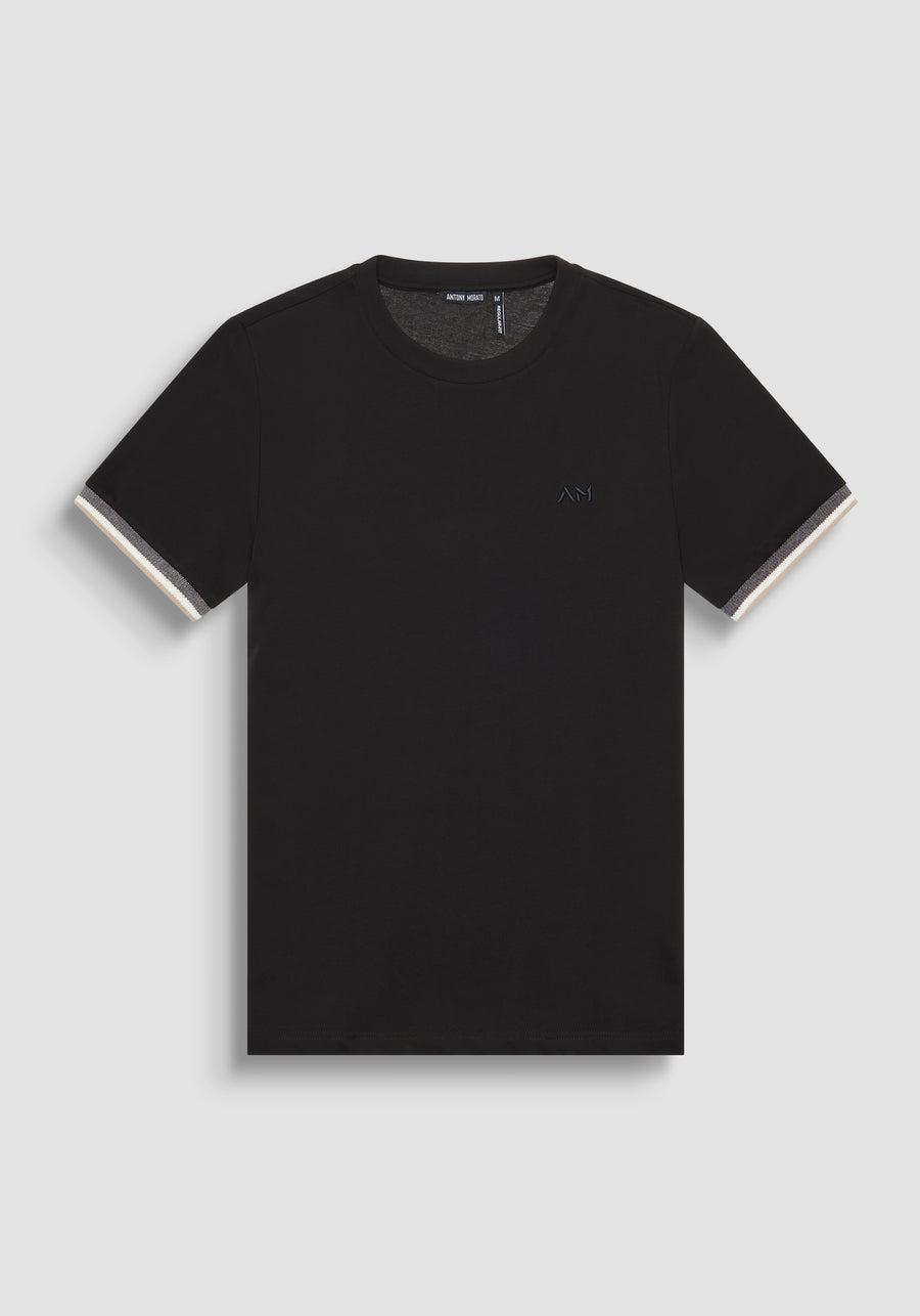 T-SHIRT REGULAR FIT DE PUNTO DE ALGODÓN PURO CON MONOGRAMA ESTAMPADO