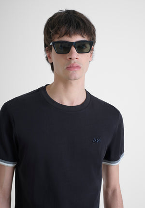 T-SHIRT REGULAR FIT DE PUNTO DE ALGODÓN PURO CON MONOGRAMA ESTAMPADO