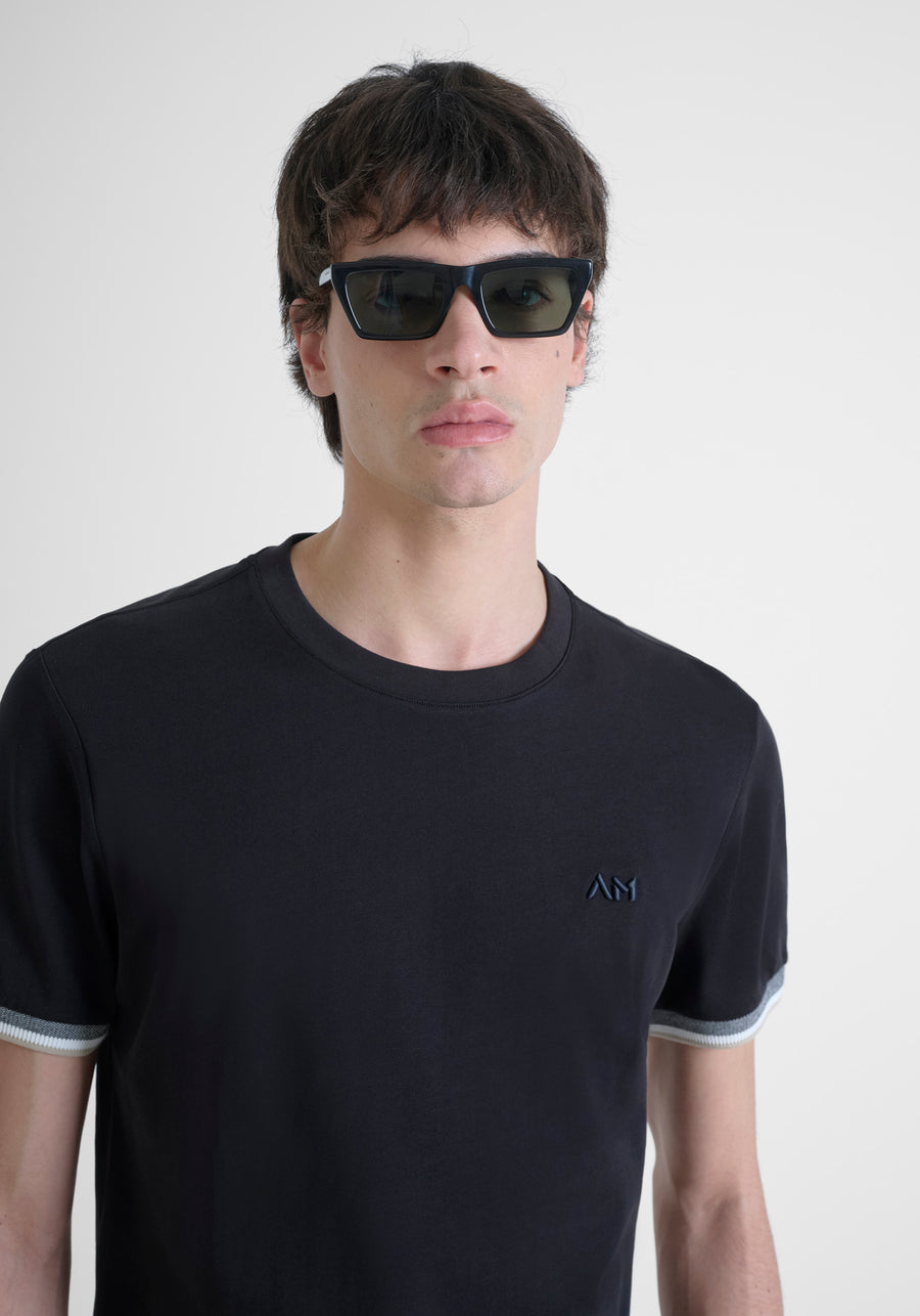 T-SHIRT REGULAR FIT DE PUNTO DE ALGODÓN PURO CON MONOGRAMA ESTAMPADO
