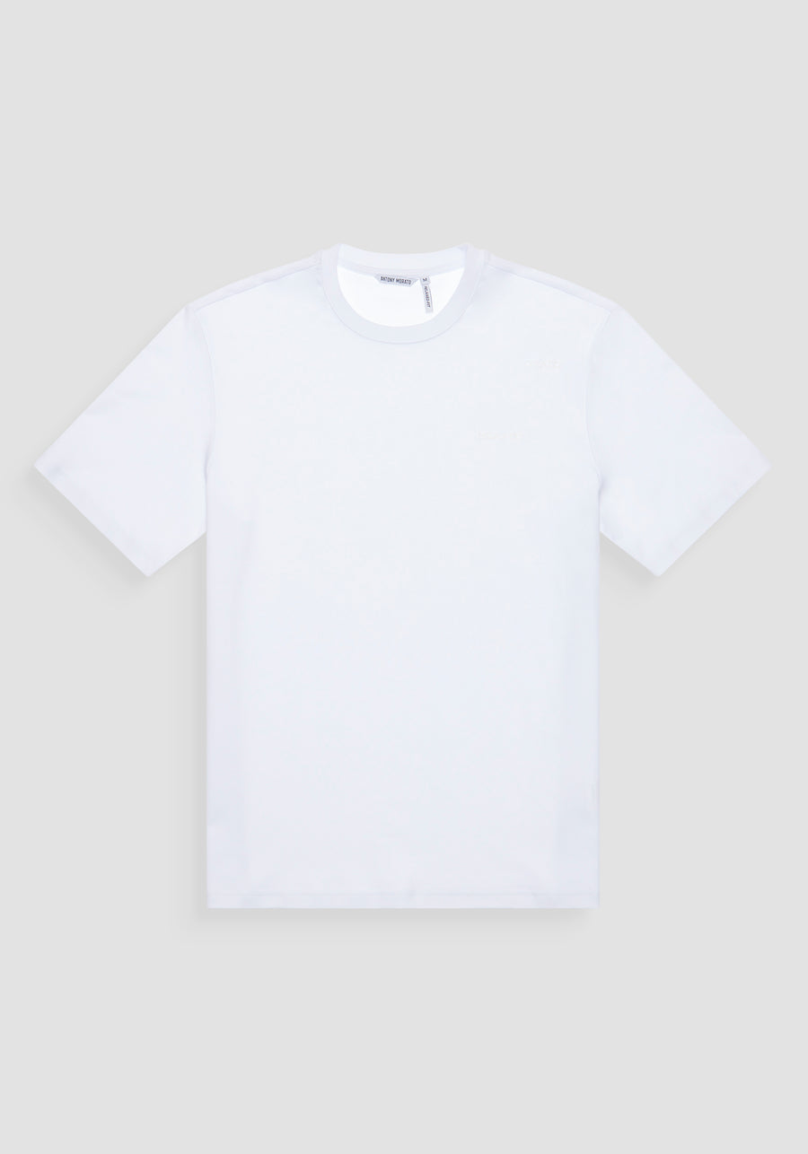 T-SHIRT RELAXED FIT DE PUNTO DE ALGODÓN PURO CON ESTAMPADO MINIMALISTA Y LOGOTIPO EN LA PARTE TRASERA