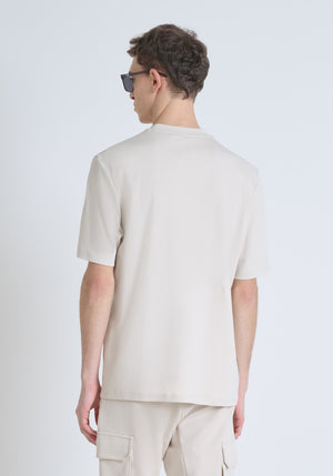 T-SHIRT RELAXED FIT DE PUNTO DE ALGODÓN PURO CON ESTAMPADO MINIMALISTA Y LOGOTIPO EN LA PARTE TRASERA